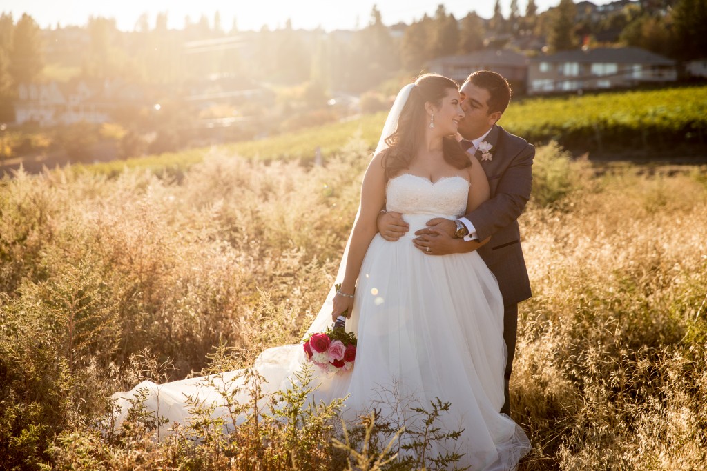 Stellavate Photography | Victoria BC wedding Photographer | Bride and groom at golden hour in long grass
