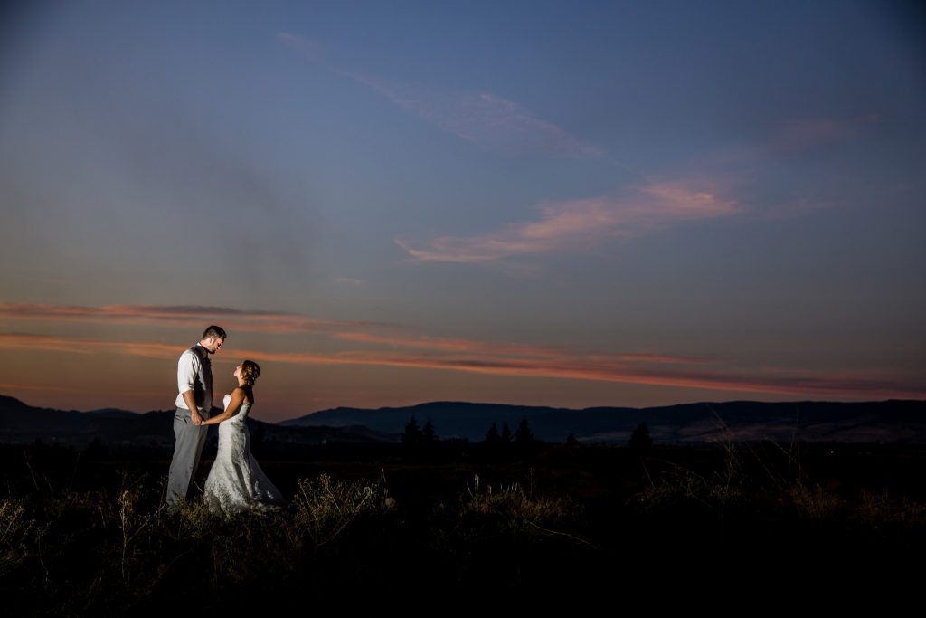 Stellavate Photography | Victoria BC wedding Photographer | bride and groom pose at blue hour sunset