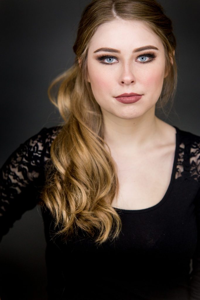 Victoria BC Headshot Photographer | Actress on grey background in studio