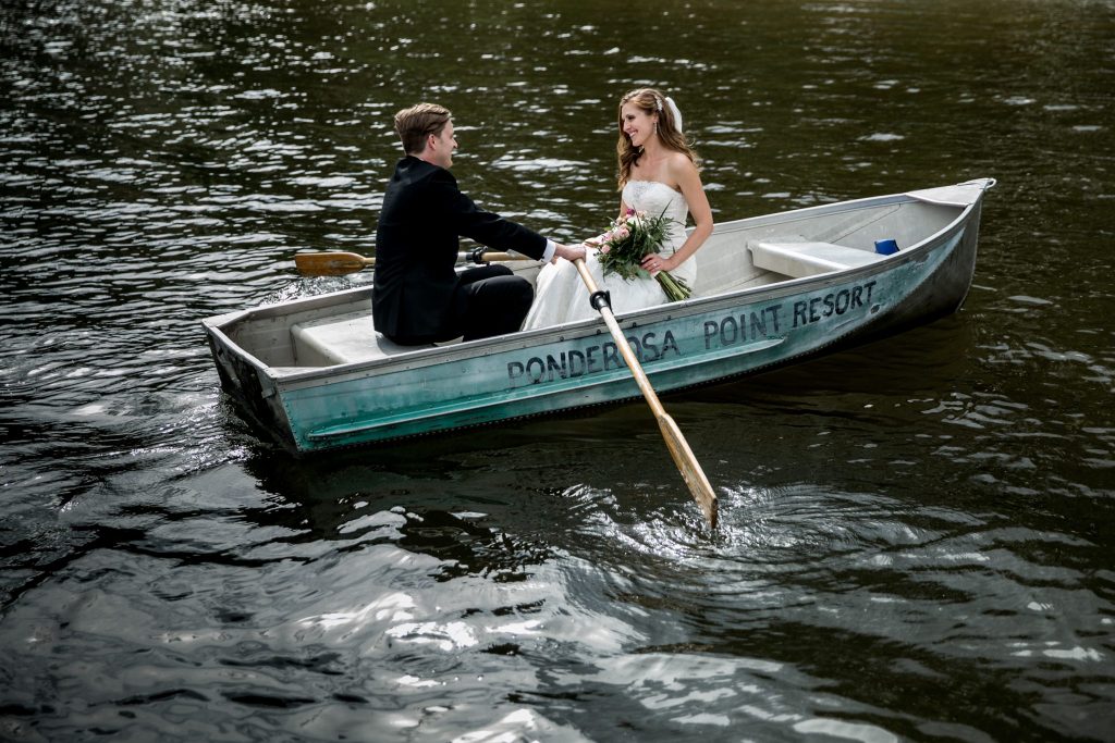 Stellavate Photography | Victoria BC wedding Photographer | Bride and groom wedding in a rowboat in the water