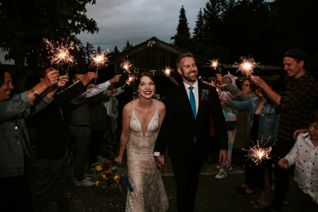 Stellavate Photography | Victoria BC wedding Photographer | Bride and groom doing sparkler exit